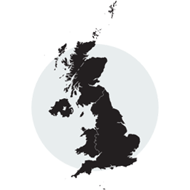 Map of the United Kingdom on a grey background