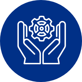 Hands holding cog icon