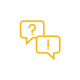Question and exclamation mark in speech bubbles