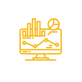 Graphs and charts on computer screen icon