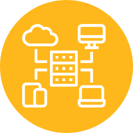 Server outlink to cloud and computers icon