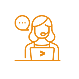 Outline of a Service Desk colleague with a headset on in front of laptop